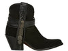 Lucchese ROBYN M6000 Womens Black Suede Shorty Fringe Boots Size 8.5 B STALL STOCK