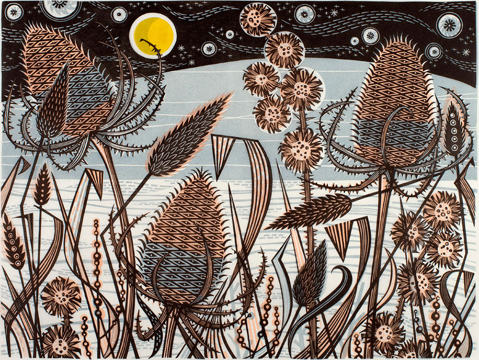 Angie Lewin - Lakeside Teasels - linocut print