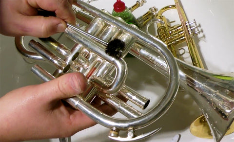 Use your thumb as a measure to clean your cornet