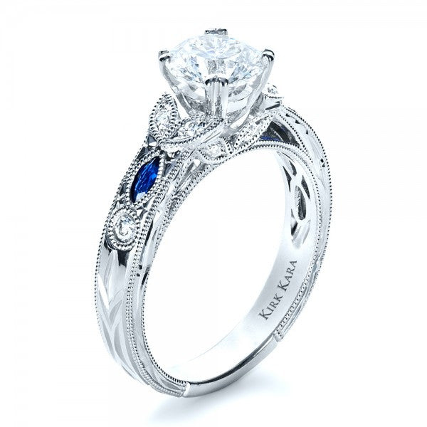 Gold diamond sapphire engagement rings