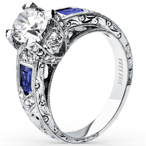 Gold diamond sapphire engagement rings