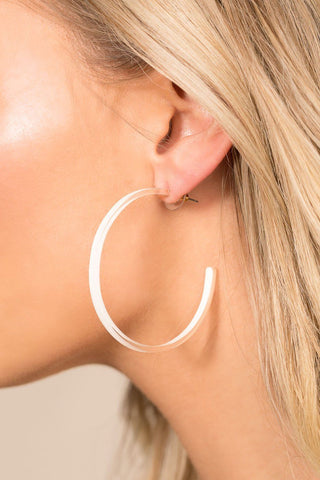 Womens White Hoop Earrings