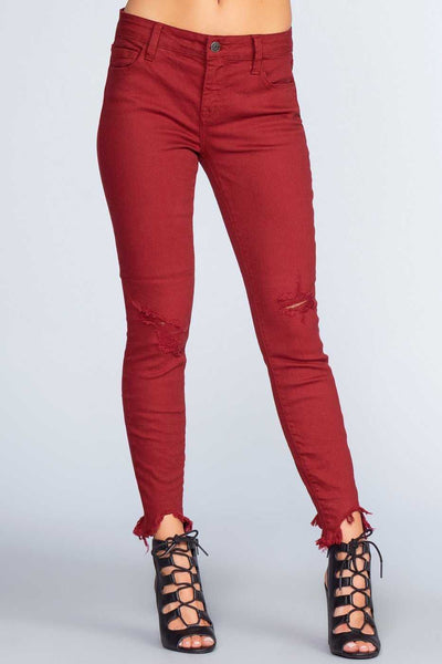 maroon ripped jeans