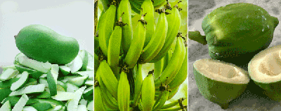 Resistant starch and green banana, green mango and green papaya