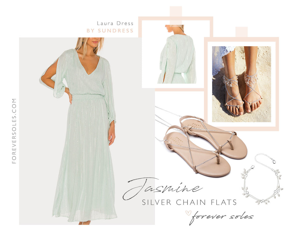Forever Soles Jasmine Flat Sandals + Wedding Guest Outfit
