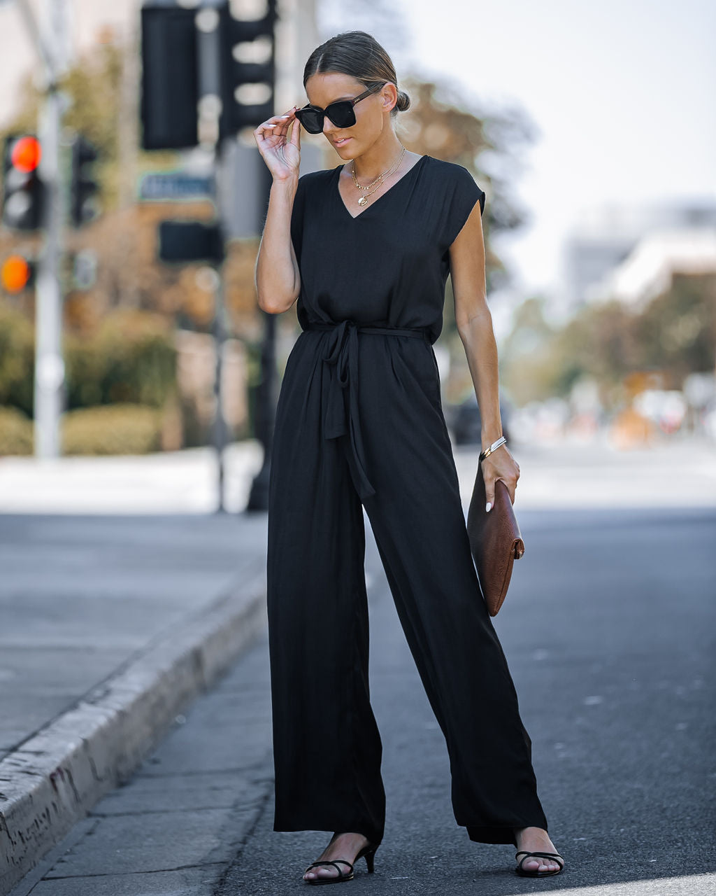Look At Me Now Satin Pocketed Wide Leg Jumpsuit