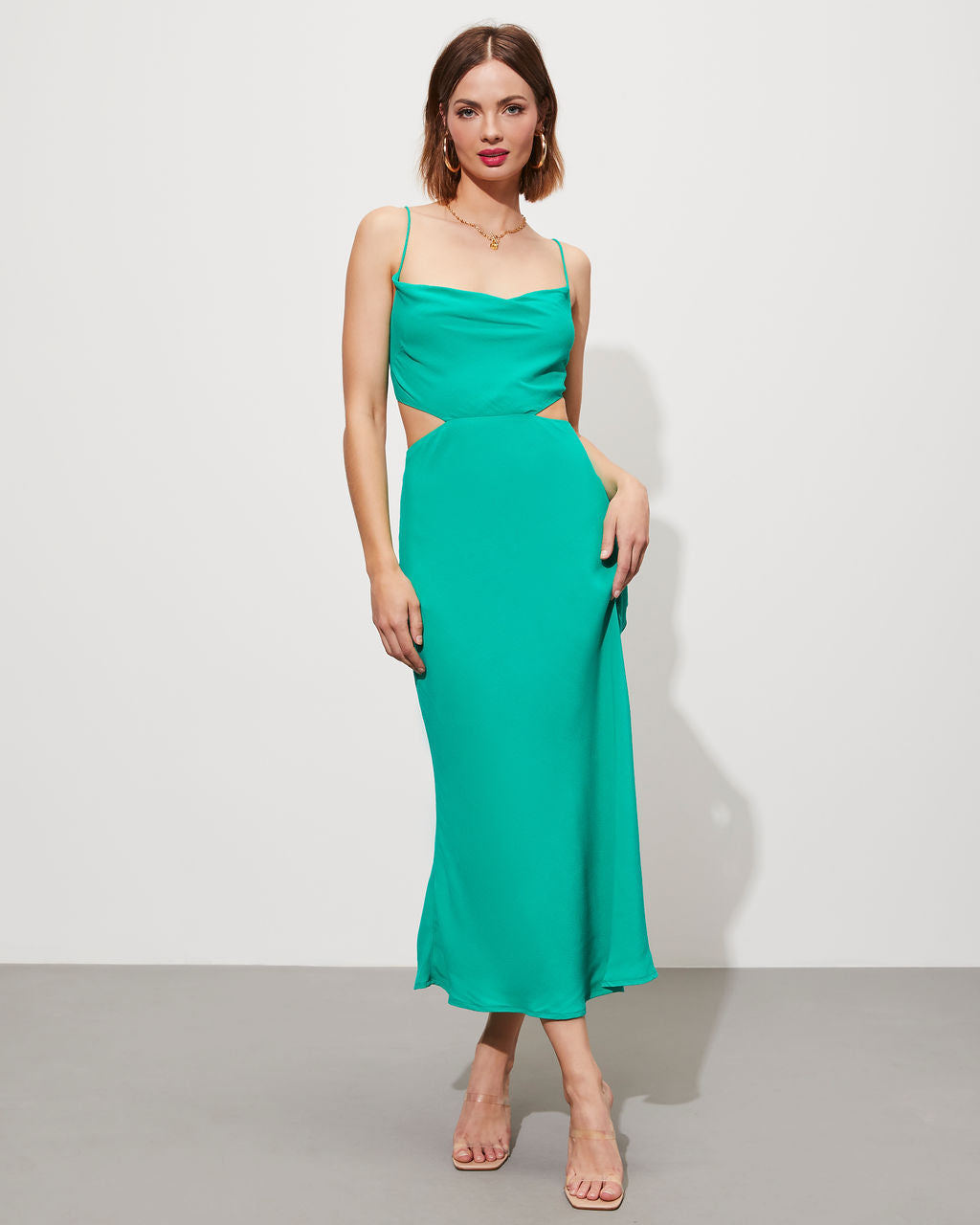 

Seraphine Cowl Neck Cutout Midi Dress