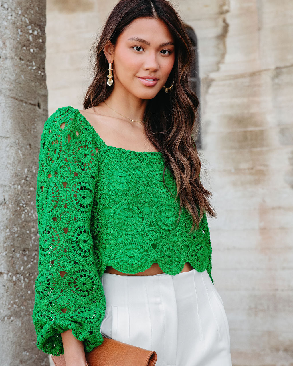 

Klarissa Crochet Scalloped Hem Top