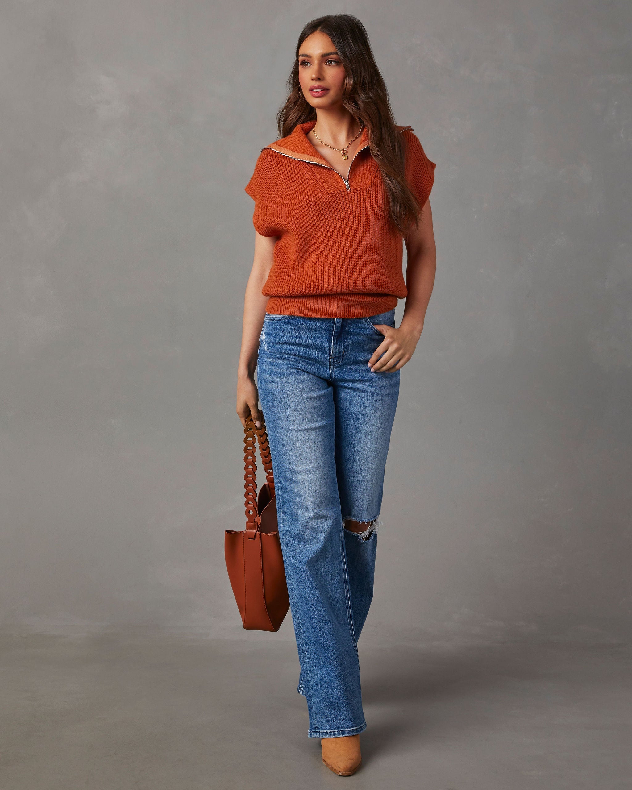 Valensi Half Zip Sleeveless Sweater