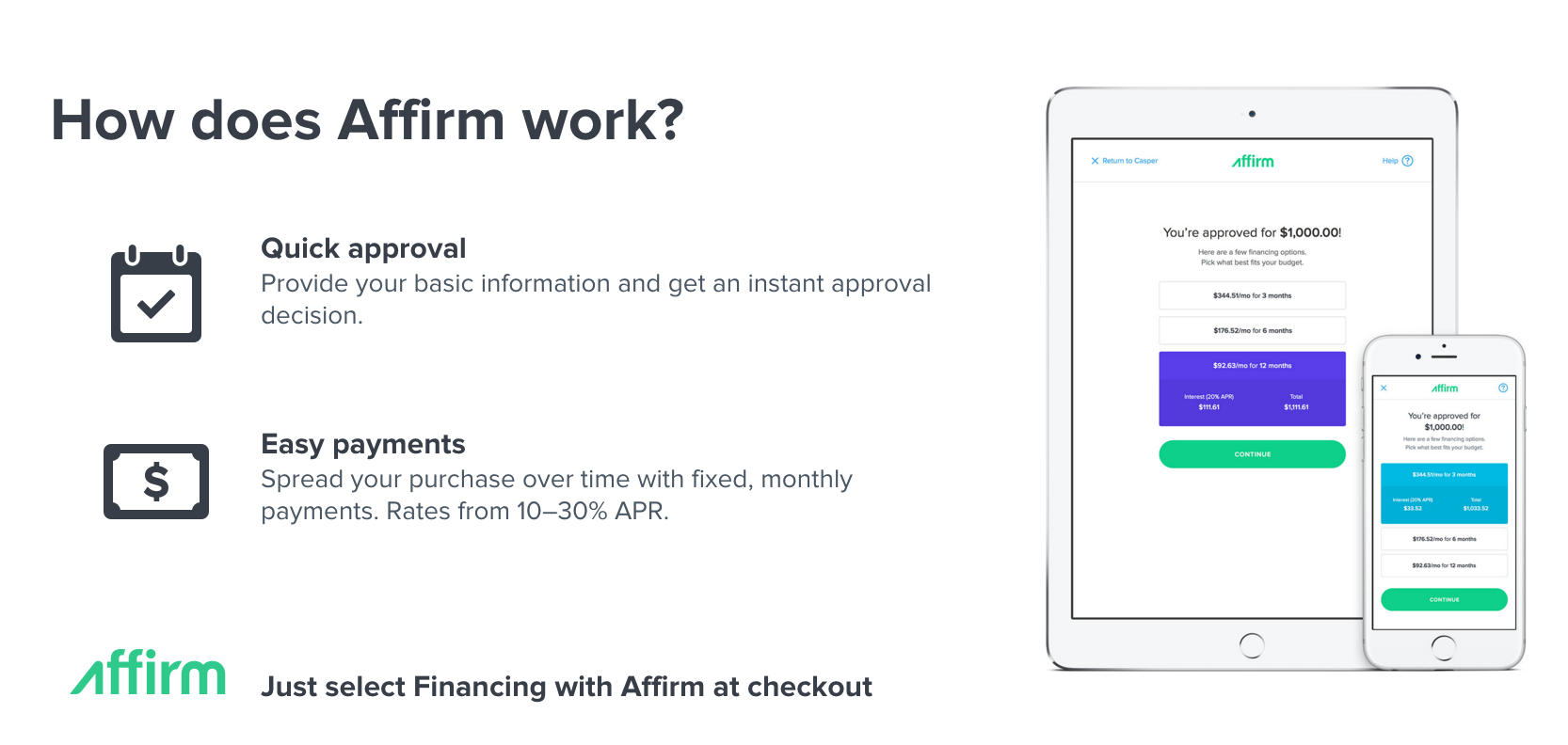 Affirm payment financing details