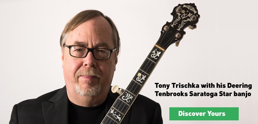 Tony Trischka with his Deering Tenbrooks Saratoga Star Banjo