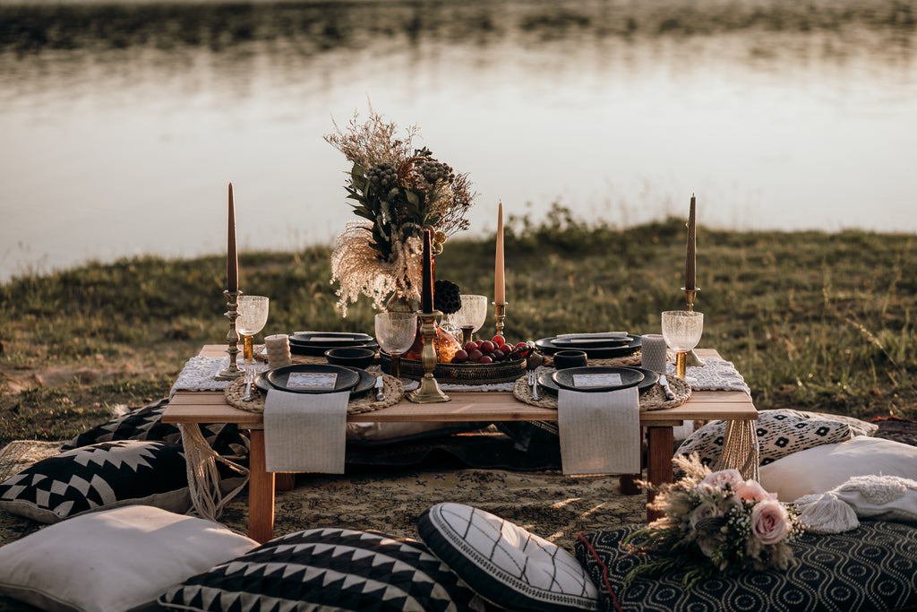 boho wedding dinner plates black