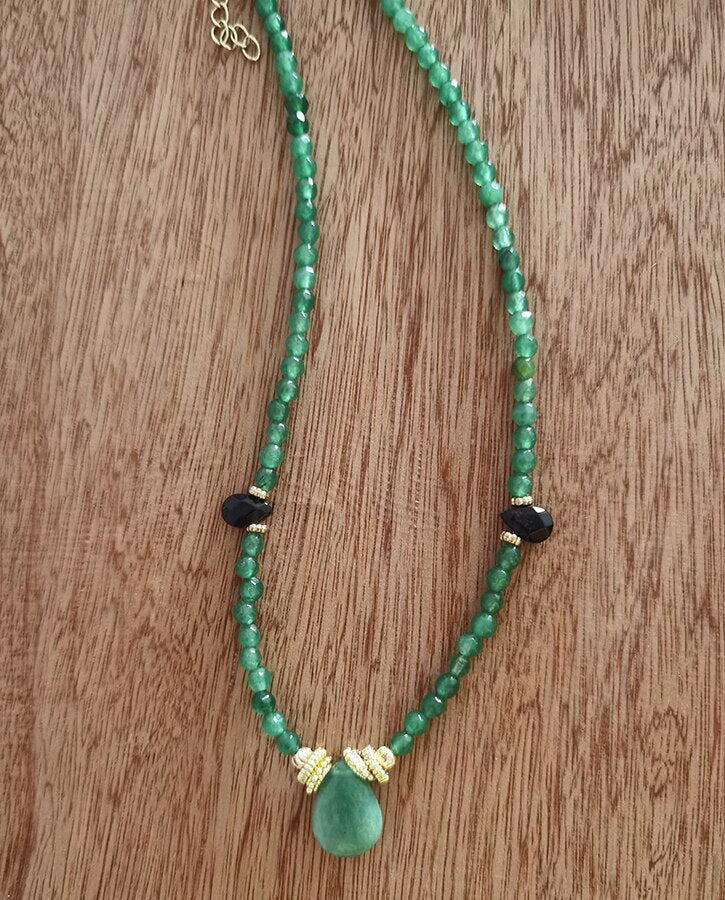 Boho Faceted Pink Green Black Red Natural Necklace Stone - Glam Duchess