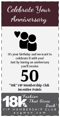 Get 50 18k VIP Membership Club Incentive Points card for celebrating your anniversary.