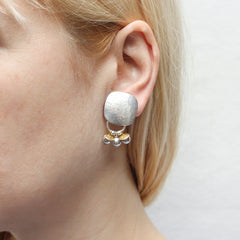 Silver brass gold clip earrings earring with gray pearls