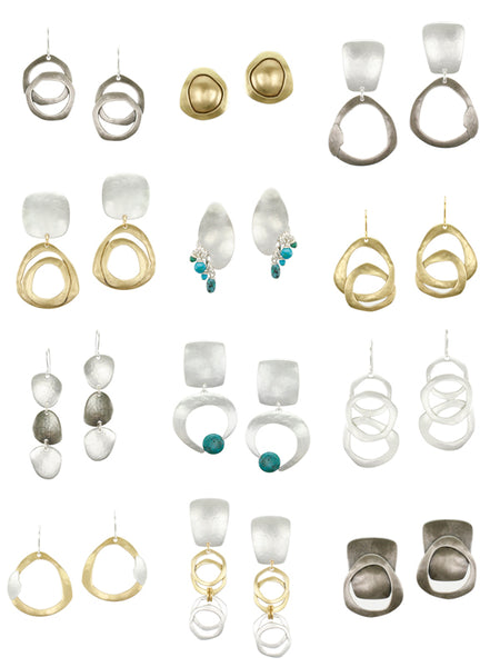 A selection of wire, clip on, and post earrings from the Summer 2014 collection