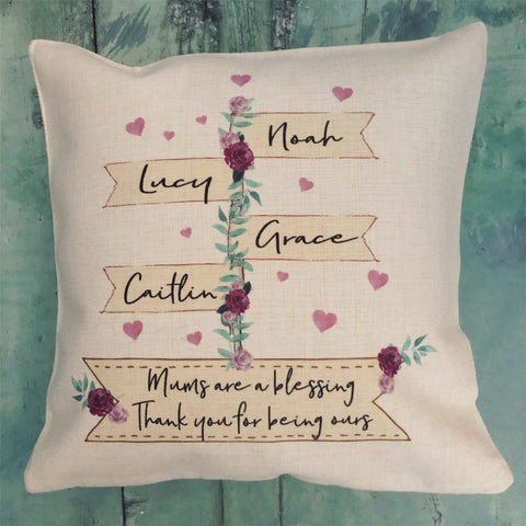 Personalised Are a Blessing Signpost Design Home Quote Linen Style Cushion