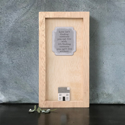 East of India Love is not finding... Quote Long Wooden Box Frame