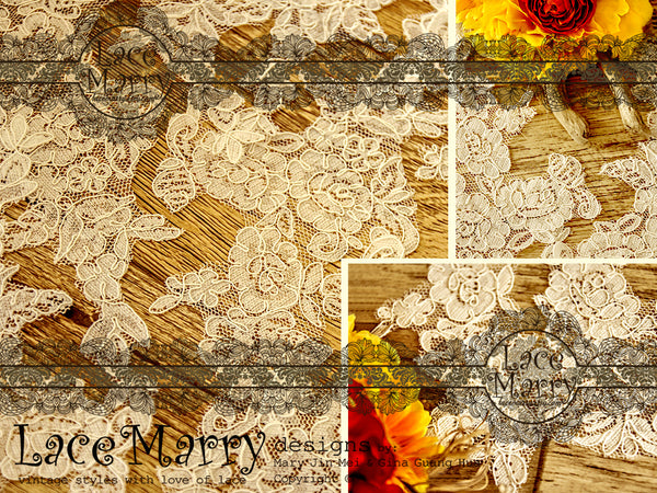 Vintage Style Wedding Dress Flower Lace Applique LaceMarry.com - 06