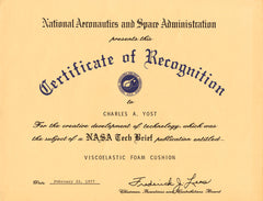 1977 NASA Certificate of Recognition