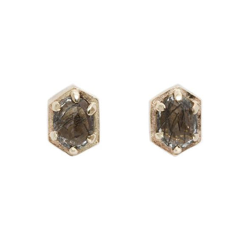 LAUREN WOLF JEWELRY HEXAGON QUARTZ STUDS