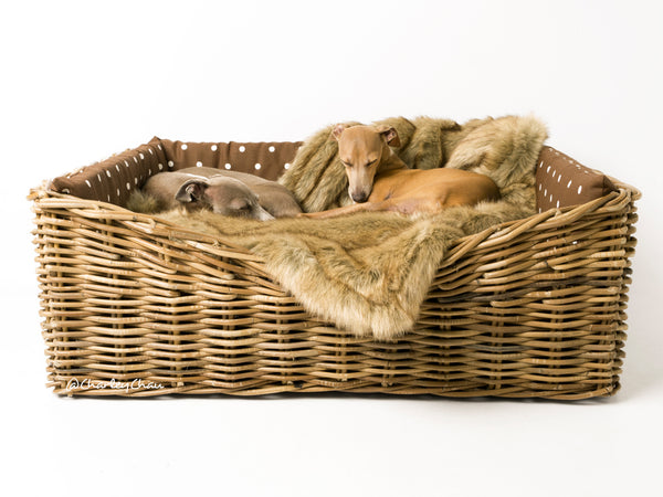 Charley Chau Dressed Rattan Dog Basket