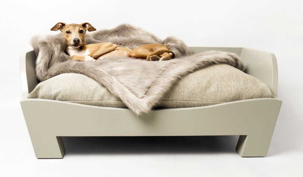 Raised Wooden Dog Bed in Farrow & Ball Manor House Gray