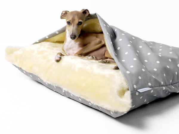 Charley Chau Snuggle Bed in Dotty Dove Grey