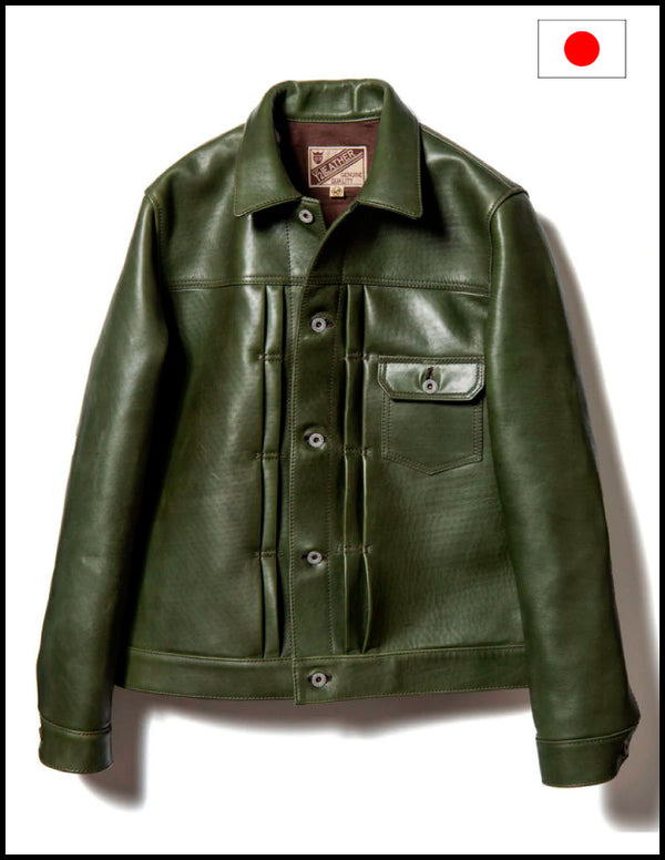 Y'2 Leather EB-140 Eco Horse Hide Type 1 Jacket Olive Green