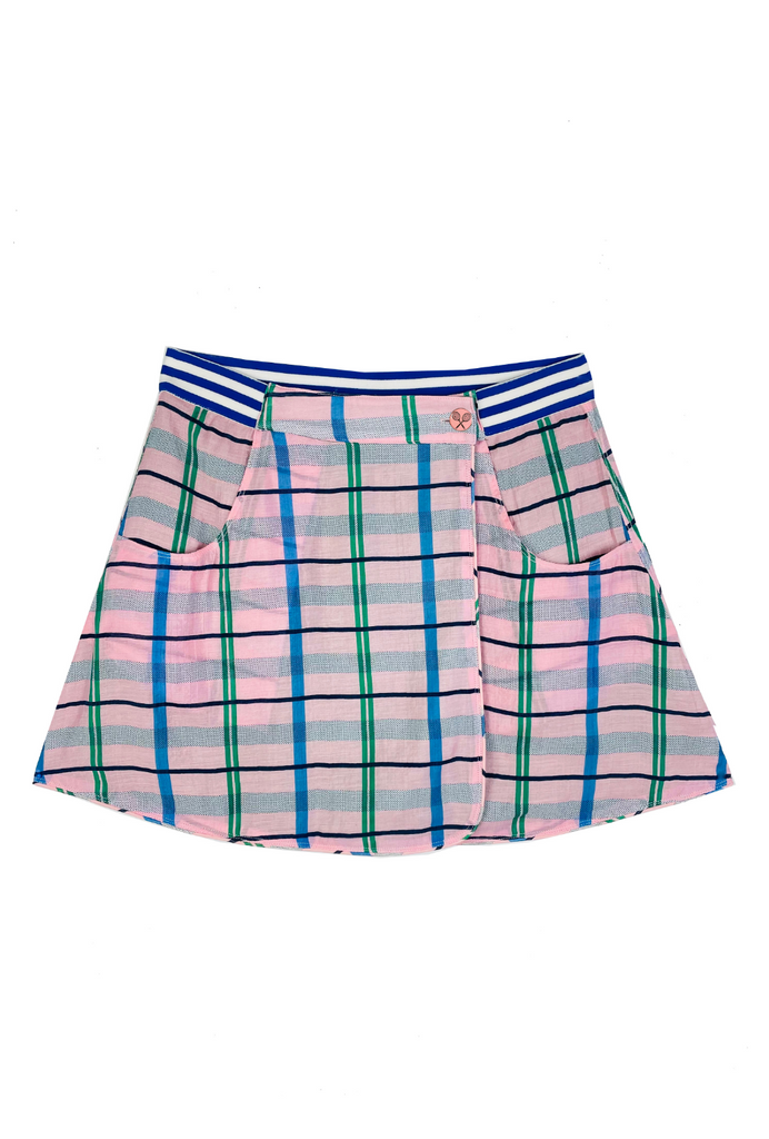 Reversible Tennis Skirt - Pink Plaid & Green Lurex – BURU