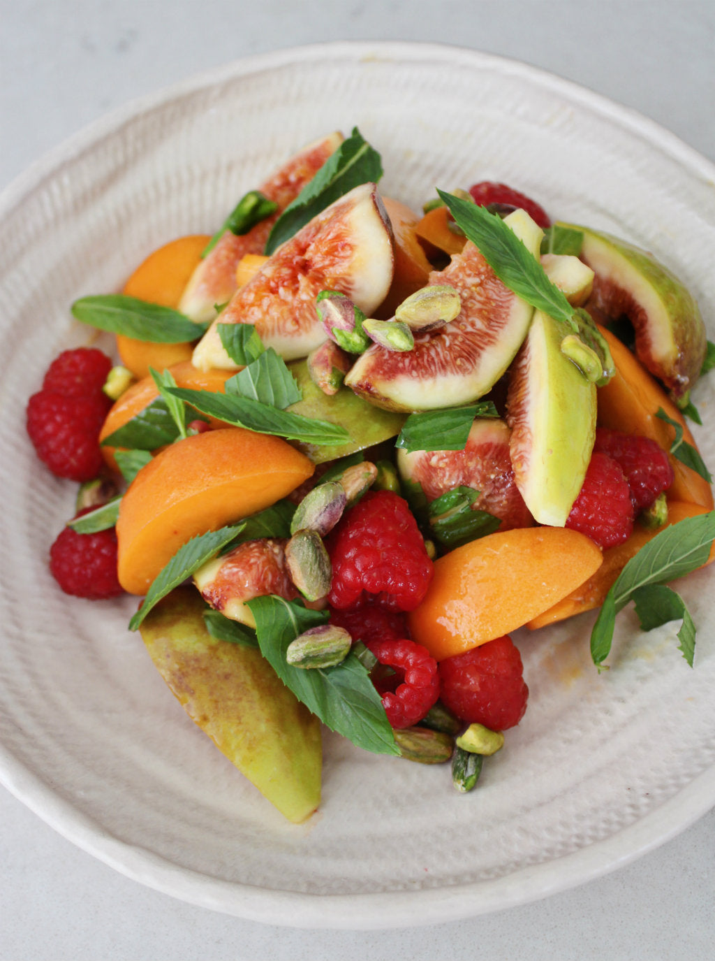 Fig, Apricot, Raspberry and Pistachio Fruit Salad