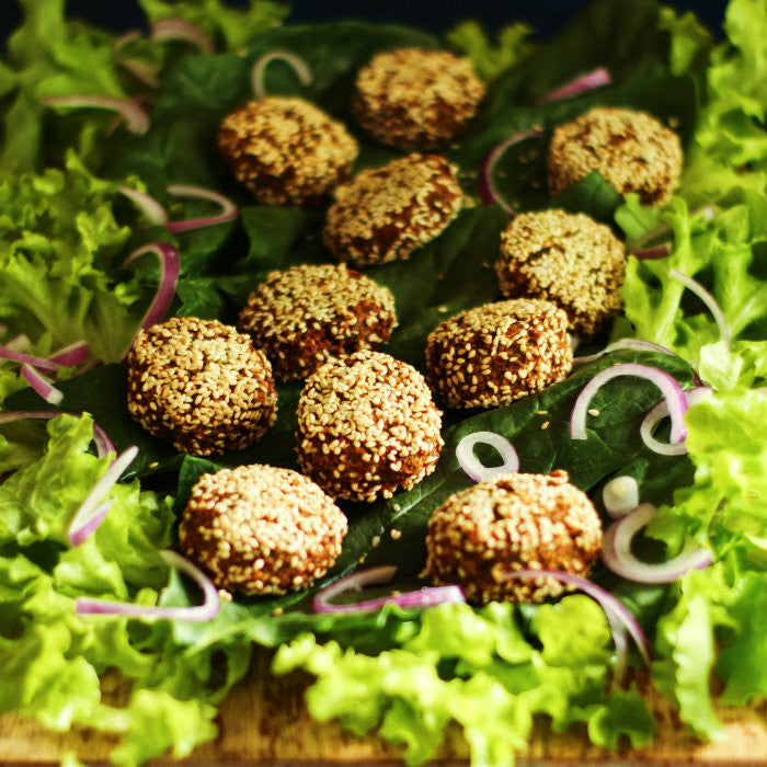 Falafel Salad with Cashew Turmeric Dressing