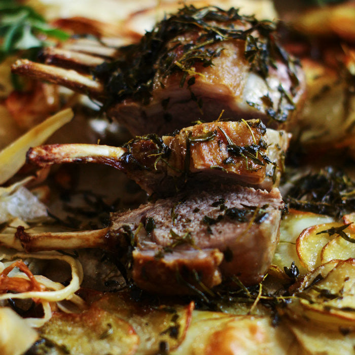 Rosemary Lamb Rack with Parsnip and Potatoes