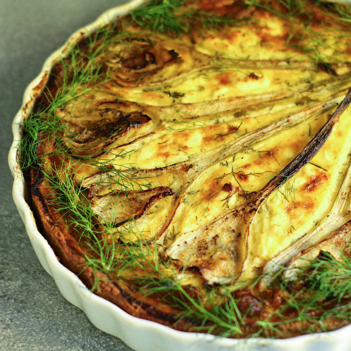 Fennel and 3 cheese quiche