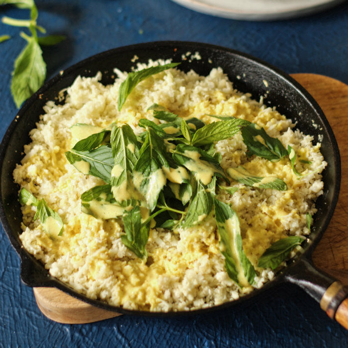 Cauliflower Rice with Mint & Turmeric Yoghurt Dressing