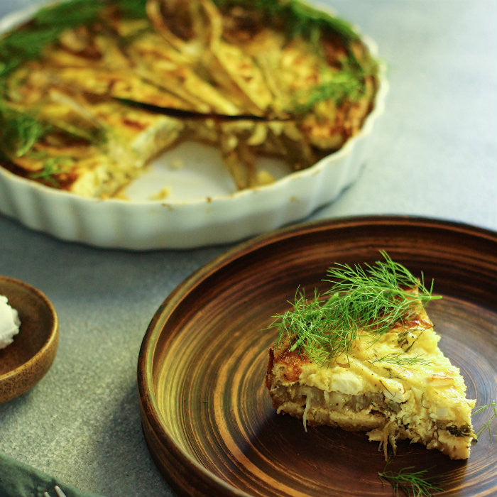 Fennel and 3 cheese quiche