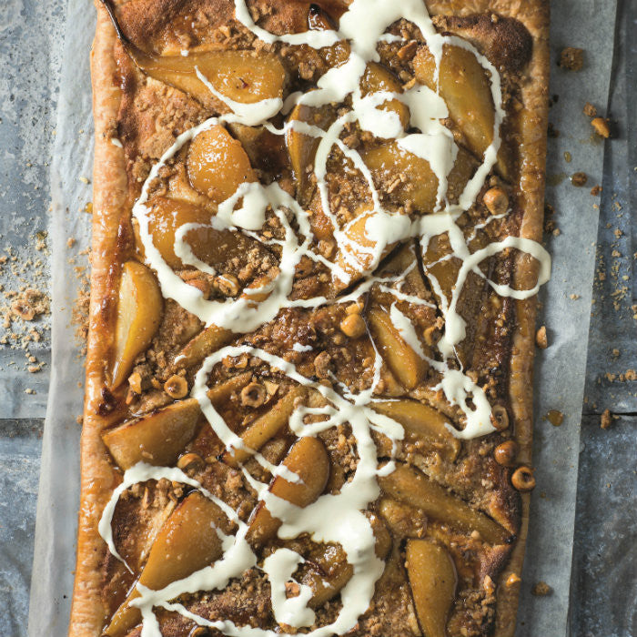 Pear and Toffee Tart with Nut Crumble