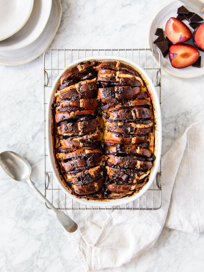 Plum & Chocolate Hot Cross Bun Tray Bake