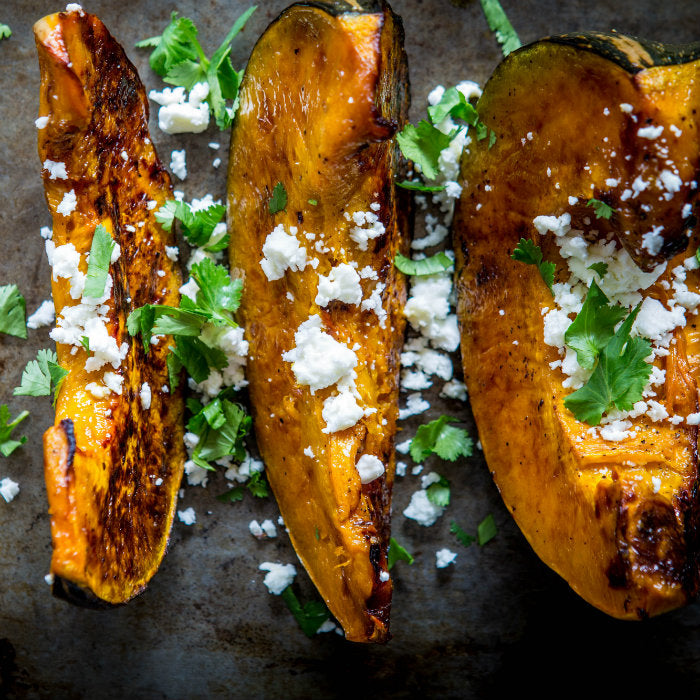 Roast Pumpkin with Fetta and Greens