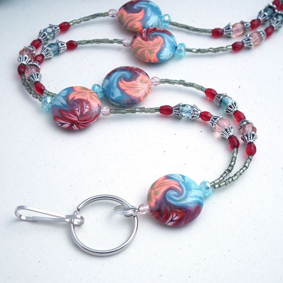  Large Disc Polymer Clay Beaded Lanyard