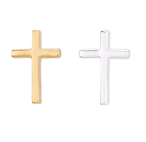 gold cross earrings studs