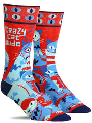 Funny "crazy cat dude" socks for men