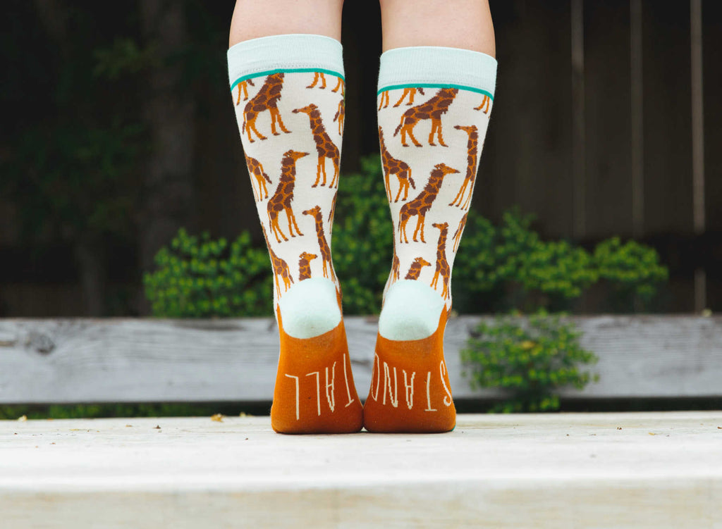 Cute Woven Pear Stand Tall Giraffe socks for women