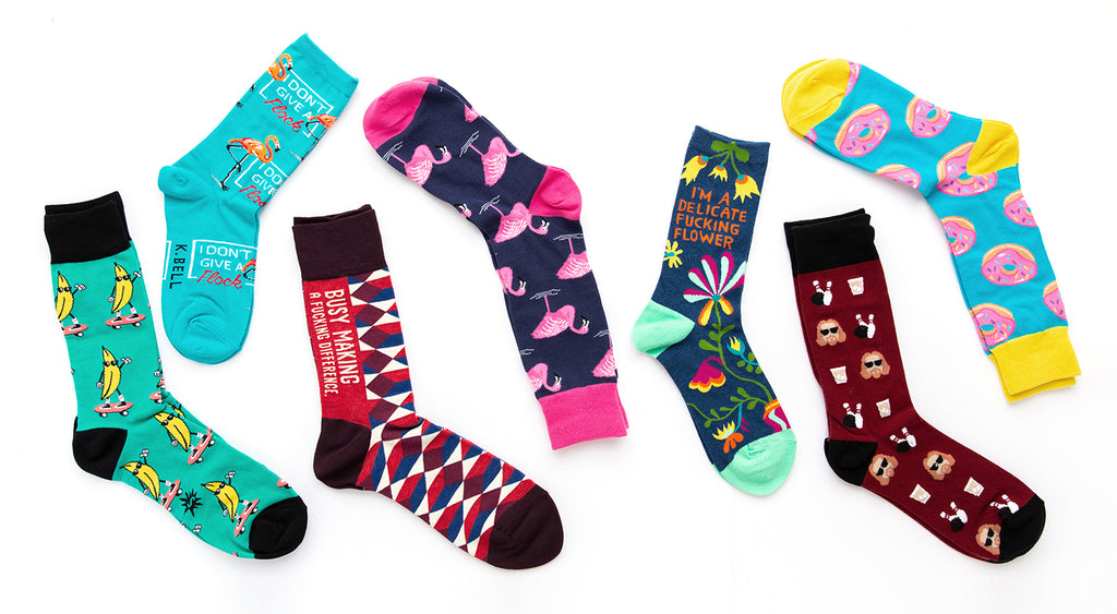 Several fun novelty socks