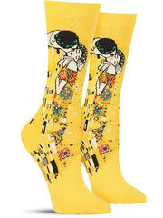 Fun art socks for women featuring Klimt's The Kiss