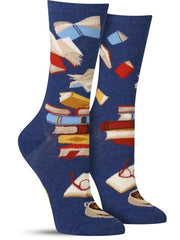 Fun women's novelty socks with books