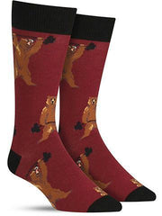 Funny men's socks with bears lifting weights