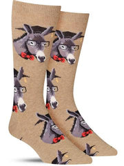 Funny smartass novelty socks with a donkey wearing glasses