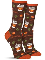 Cute pumpkin spice latte socks for women