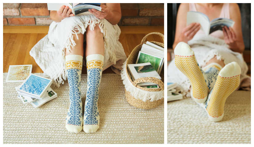 Cute hygge pattern socks by Woven Pear